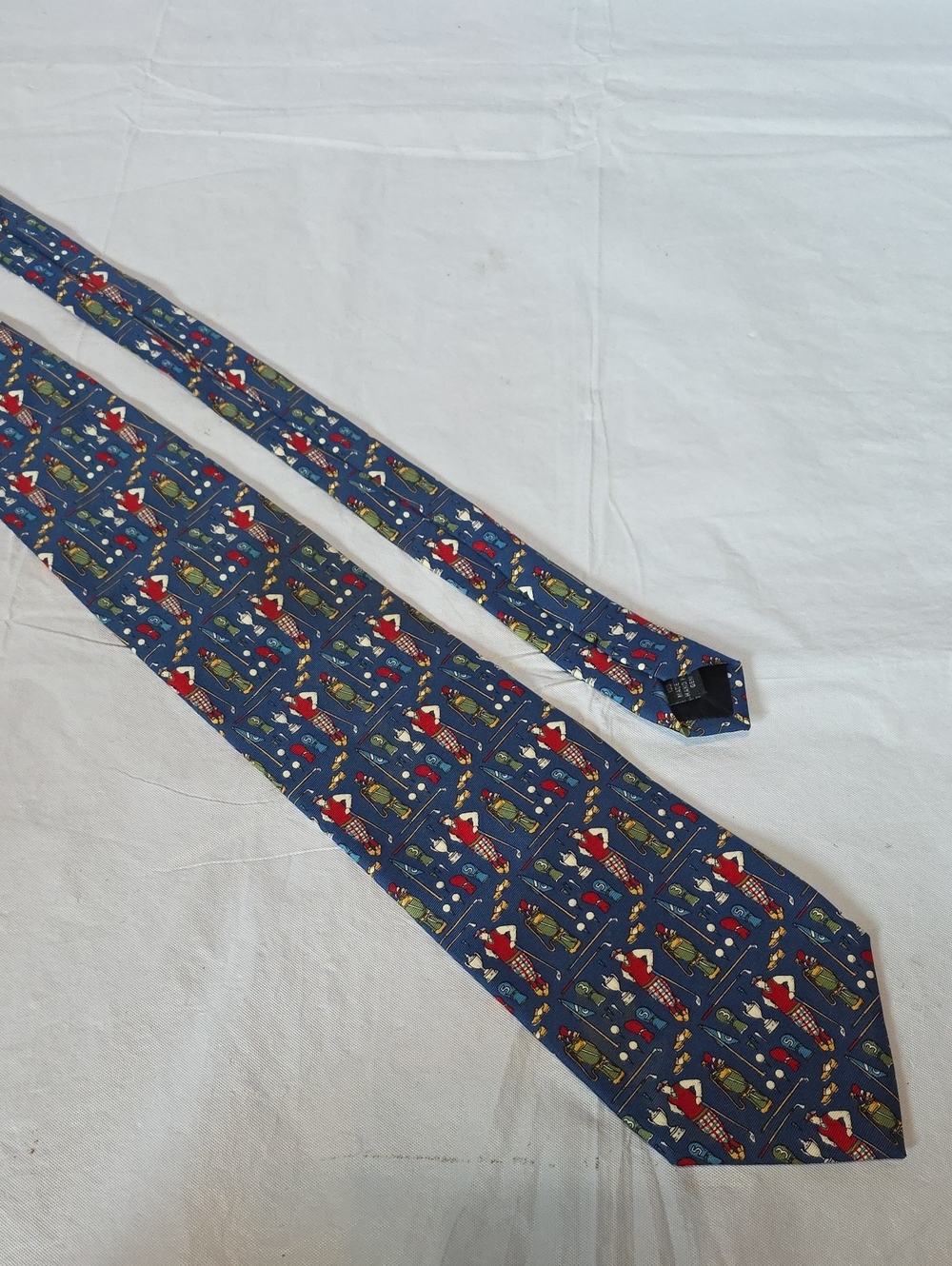 Paolo Gucci Navy Blue 100% Silk Neck Tie Golf Pattern Made in‎ Italy